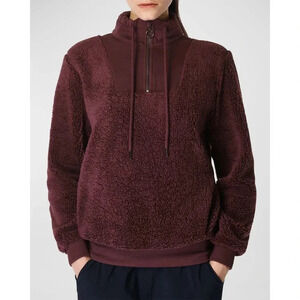 NWT Sweaty Betty Sherpa Half Zip Sweatshirt - Faux Sherling Plush Textured